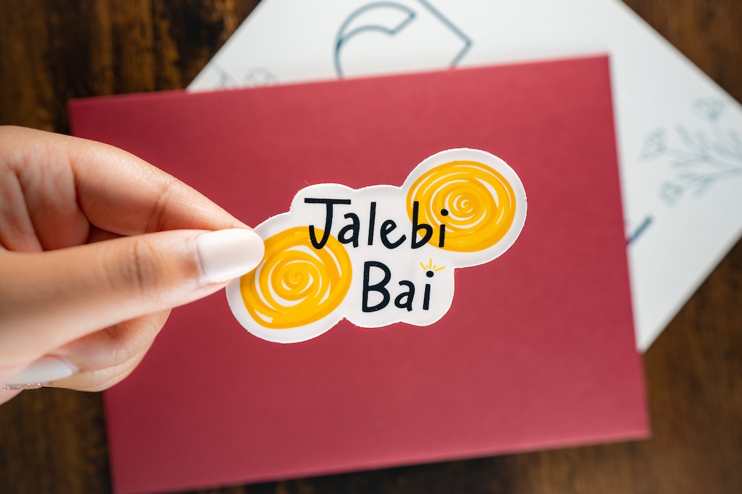 Jalebi Bai Sticker: Indian Dessert, Waterproof Vinyl Decal