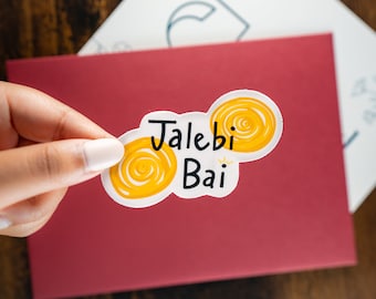 Jalebi Bai Sticker: Indian Dessert, Waterproof Vinyl Decal