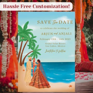 personnalisables indiennes de mariage à destination de Zazzle.be Liste d'envies Vous avez des idées ? Mariage de plage mexicain sans tracas indien réservez le modèle numérique de date
