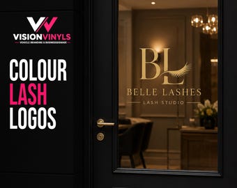 Custom Lash Studio Door Logo Decal | Colour Vinyl Eyelash Salon Door Sign
