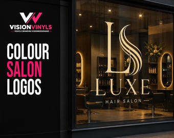 Custom Hair Salon Window Logo Decal | Colour Vinyl Salon Shopfront Sign