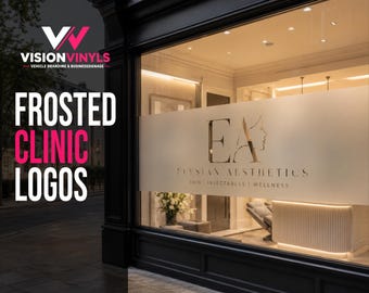 Custom Aesthetic Clinic Frosted Window Logo Decal | Clinic Glass Branding Sign