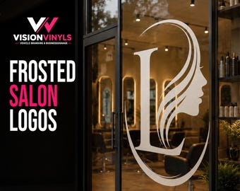Custom Hair Salon Frosted Logo Decal | Etched Glass Window Sign | Salon Branding