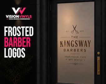 Custom Barber Shop Frosted Door Logo Decal | Barber Glass Door Sign