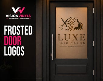 Custom Hair Salon Frosted Door Logo Decal | Salon Glass Door Sign | Punched Out Logo