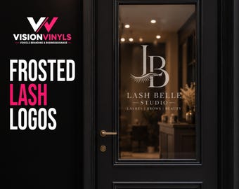 Custom Lash Studio Frosted Door Logo Decal | Etched Glass Lash Salon Door Sign