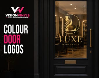 Custom Hair Salon Door Logo Decal | Colour Vinyl Salon Glass Door Sign
