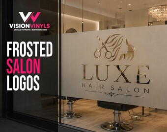 Custom Hair Salon Frosted Window Logo Decal | Frosted Glass Branding Sign