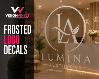 Frosted Beauty Clinic Logo Decal | Aesthetic Clinic Window Sign | Etched Glass Logo | Reception Branding