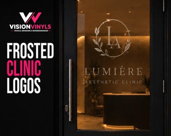 Custom Aesthetic Clinic Frosted Door Logo Decal | Etched Glass Clinic Door Sign