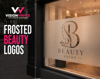 Custom Beauty Salon Frosted Window Logo Decal | Salon Glass Branding Sign