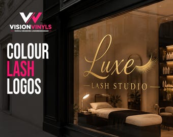 Custom Lash Studio Window Logo Decal | Colour Vinyl Eyelash Salon Sign