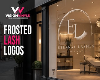 Custom Lash Studio Frosted Logo Decal | Etched Glass Window Sign | Lash Salon Branding