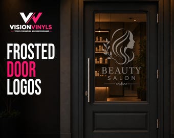 Custom Beauty Salon Frosted Door Logo Decal | Etched Glass Salon Door Sign