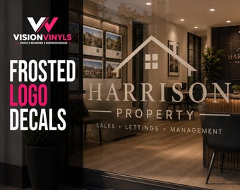 Frosted Estate Agent Logo Decal | Property Office Window Sign | Etched Glass Logo | Lettings Agency Branding