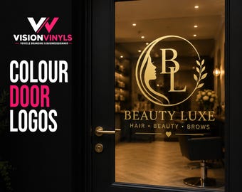 Custom Beauty Salon Door Logo Decal | Colour Vinyl Salon Glass Door Sign