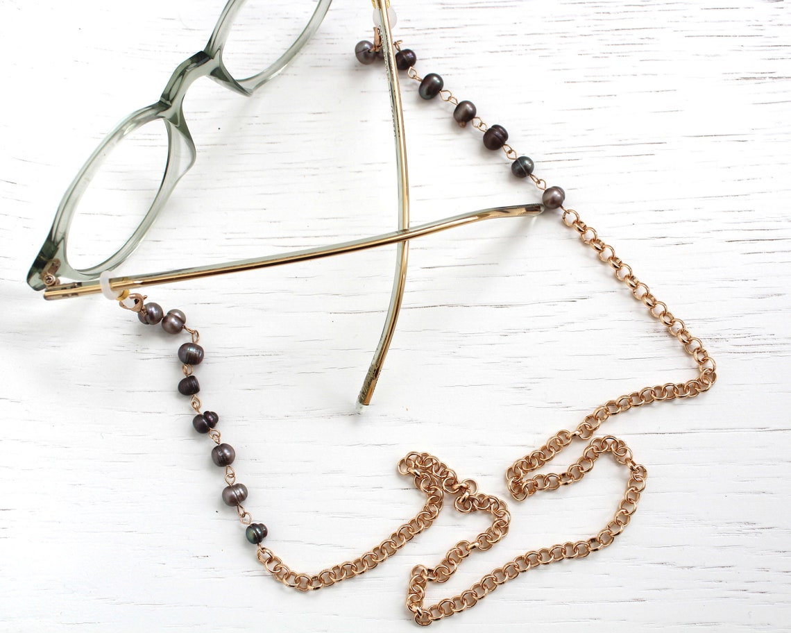 Freshwater Pearl Glasses Chain, Boho Gold Eyeglass Chain, Sunglass and