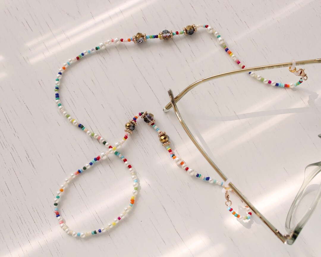 Multi Beaded Glasses Chain Classic Pearl and Glass Beads Sunglasses