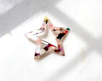 Star Tortoise Hair pin. Cute star acetate hair pin. Fun rainbow star hair accessories. modern simple hair pin. 2inch