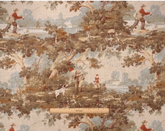 Covington Avondale Linen Fabric REMNANTS Hunter Dog Outdoorsman Sportsman