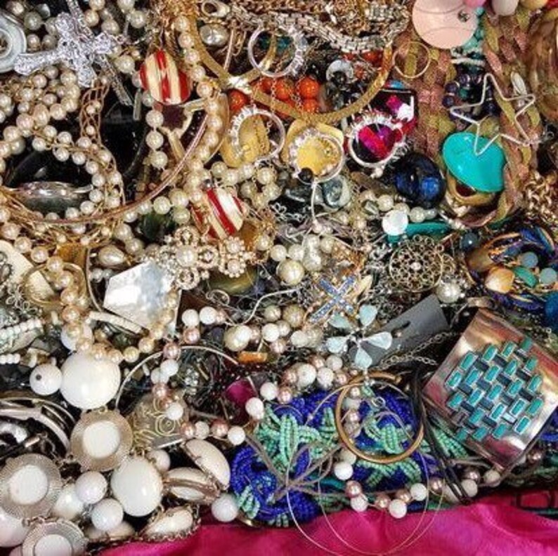 2Lbs Jewelry Lot Grab Bag .Huge Vintage Jewelry Lot All Etsy