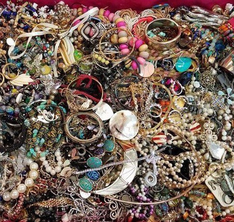 2Lbs Jewelry Lot Grab Bag .Huge Vintage Jewelry Lot All Etsy