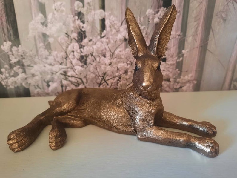 Bronze Lying Hare Ornament Etsy