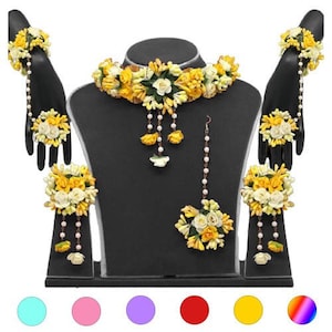 CLOSING SALE Floral Paper Synthetic Chocker Bridal Set/Mehndi flower set/Haldi Flower set/Floral Jewelry/Bollywood,indian pakistani jewelry