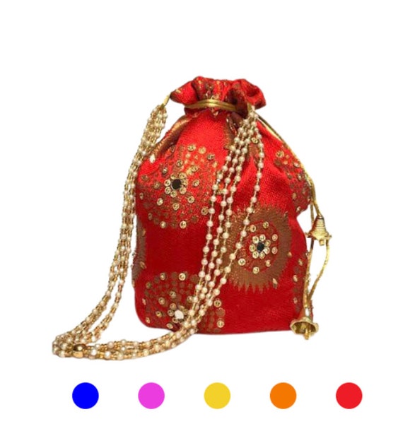 Women's Chickenkari Embroidered Moti Design Handbag & Flipbag - Ritzie |  Silk set, Yellow fabric, Handbag