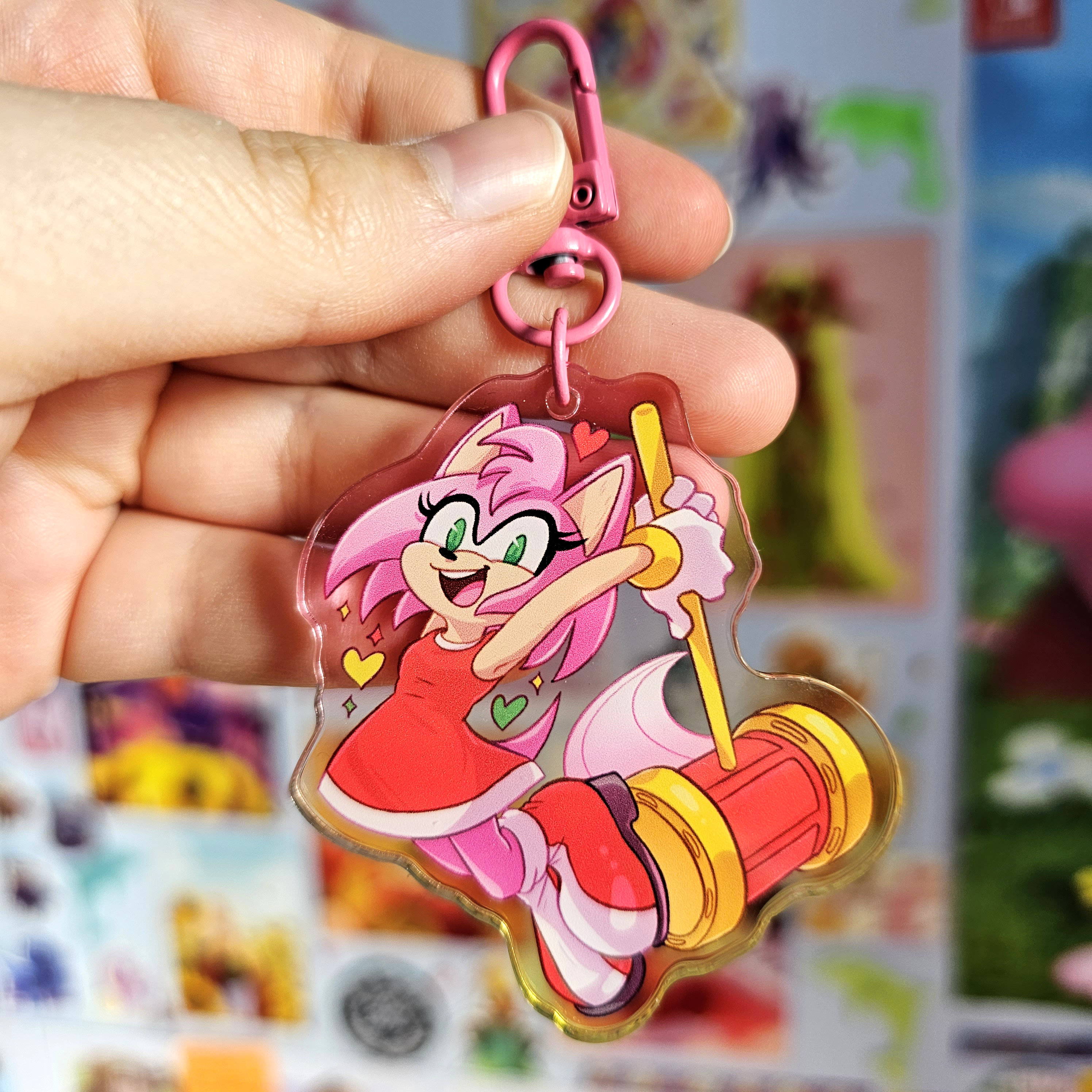 Amy Rose the Hedgehog Colourful Gradient Acrylic Keychain Charm