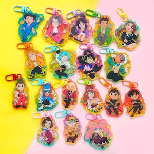 Phoenix Wright Ace Attorney Chibi Colourful Gradient Acrylic Keychains Miles Edgeworth Maya Fey Apollo Justice TGAA