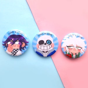 Sanskaeda Nagito Komaeda, Sans, Kokichi Ouma Pin Button Badge, matching badges, Danganronpa 2 Goodbye Despair,Danganronpa v3 Killing Harmony