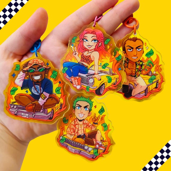 Crazy Taxi Axel Gena BD Joe Gus Colourful Acrylic Keychains - Etsy