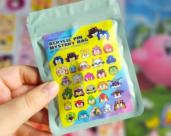 MYSTERY BAG Sonic the Hedgehog Acrylic Pins Shadow, Tails, Knuckles, Amy Rose, Blaze, Rouge, Silver, Tangle, Surge, Team Chaotix, Whisper