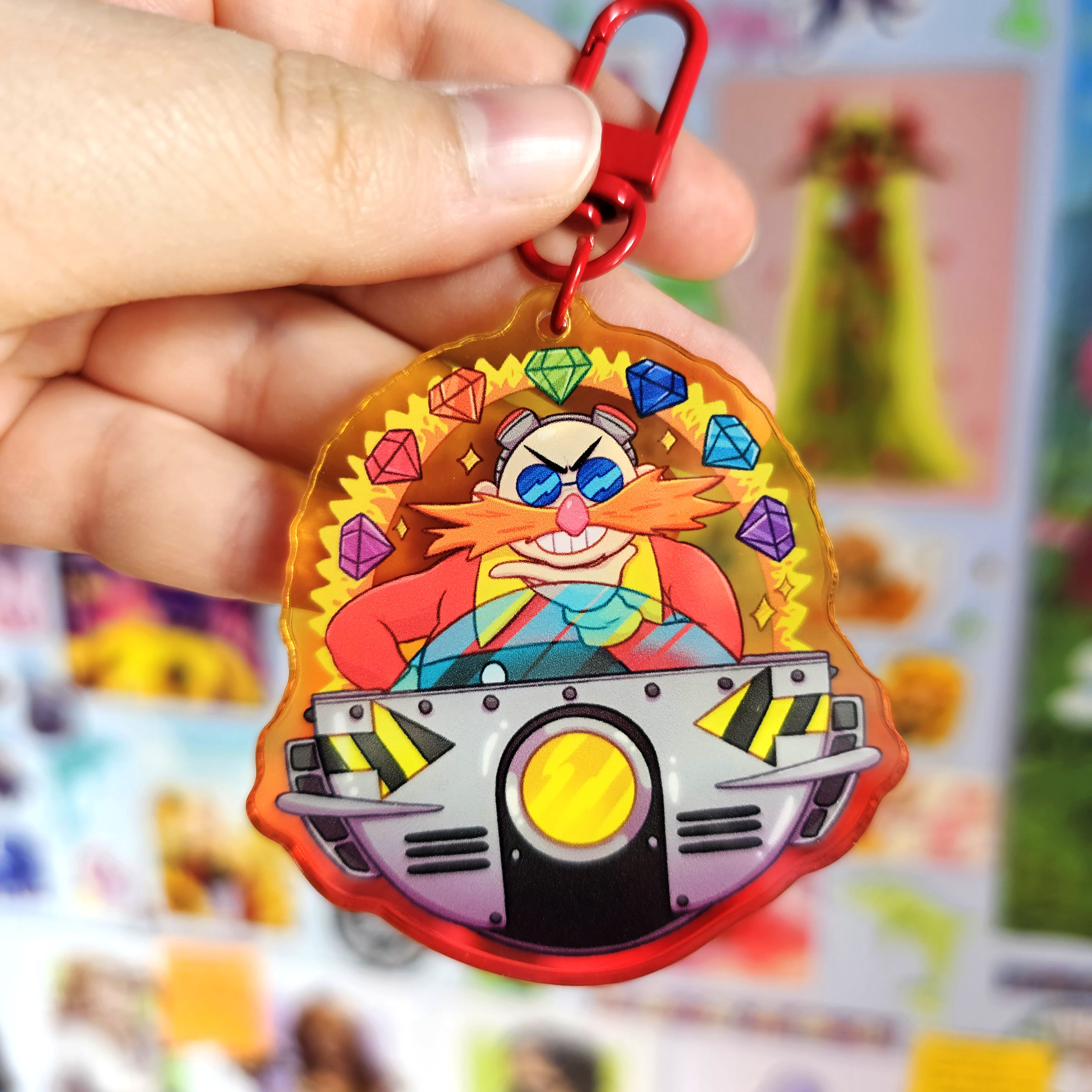 Doctor Robotnik Eggman Colourful Gradient Acrylic Keychain Charm