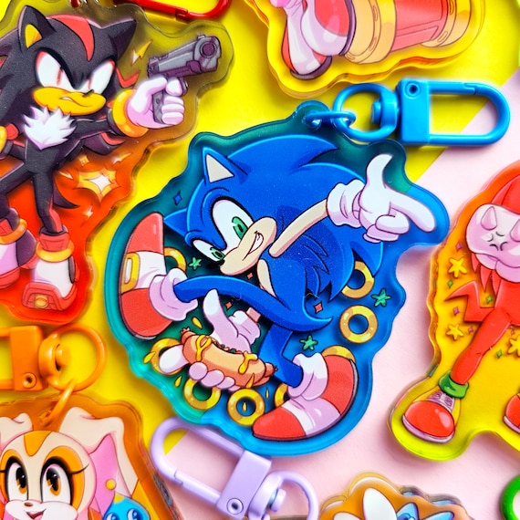 ソニック風カラフルグラデーションアクリルキーチェーンチャーム