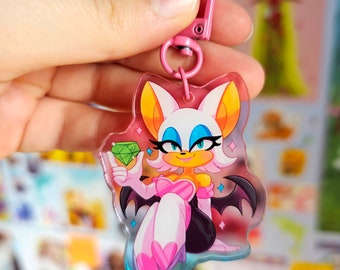 Rouge the Bat Colourful Gradient Acrylic Keychain Charm - Etsy