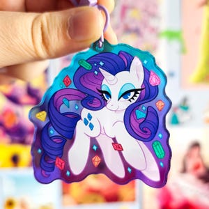 Rarity My Little Pony Friendship is Magic Gen 4 Bunter Farbverlauf Acryl Schlüsselanhänger