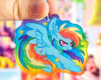 Rainbow Dash MLP Freundschaft ist Magie Gen 4 Bunte Farbverlauf Acryl Schlüsselbund Charme