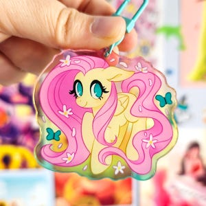 Fluttershy My Little Pony Friendship is Magic Gen 4 Colourful Gradient Acrylic Keychain Charm