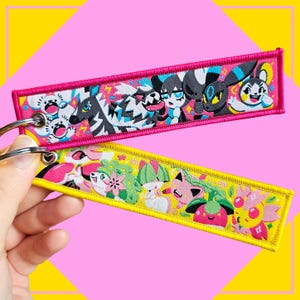 PKMN Pocket Monsters Embroidered Keychains, Umbreon, Emolga, Shaymin, Ralts, Zigzagoon, Hoppip
