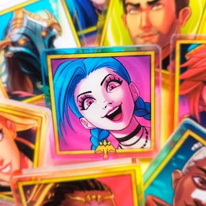 Arcane League of Legends Jinx Vi Jayce Caitlyn Lux Viktor Ekko Mel Colourful Acrylic Pins