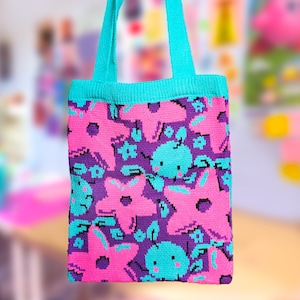 Stardew Valley Knitted Tote Bag with Junimo and Stardrop