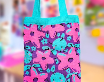 Stardew Valley Stickad Tote Bag med Junimo och Stardrop