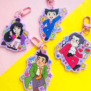 Phoenix Wright Ace Attorney Chibi Keychains Charms Miles Edgeworth Maya Fey Gumshoe