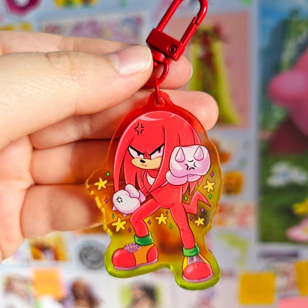 Knuckles the Echidna Colourful Gradient Acrylic Keychain Charm