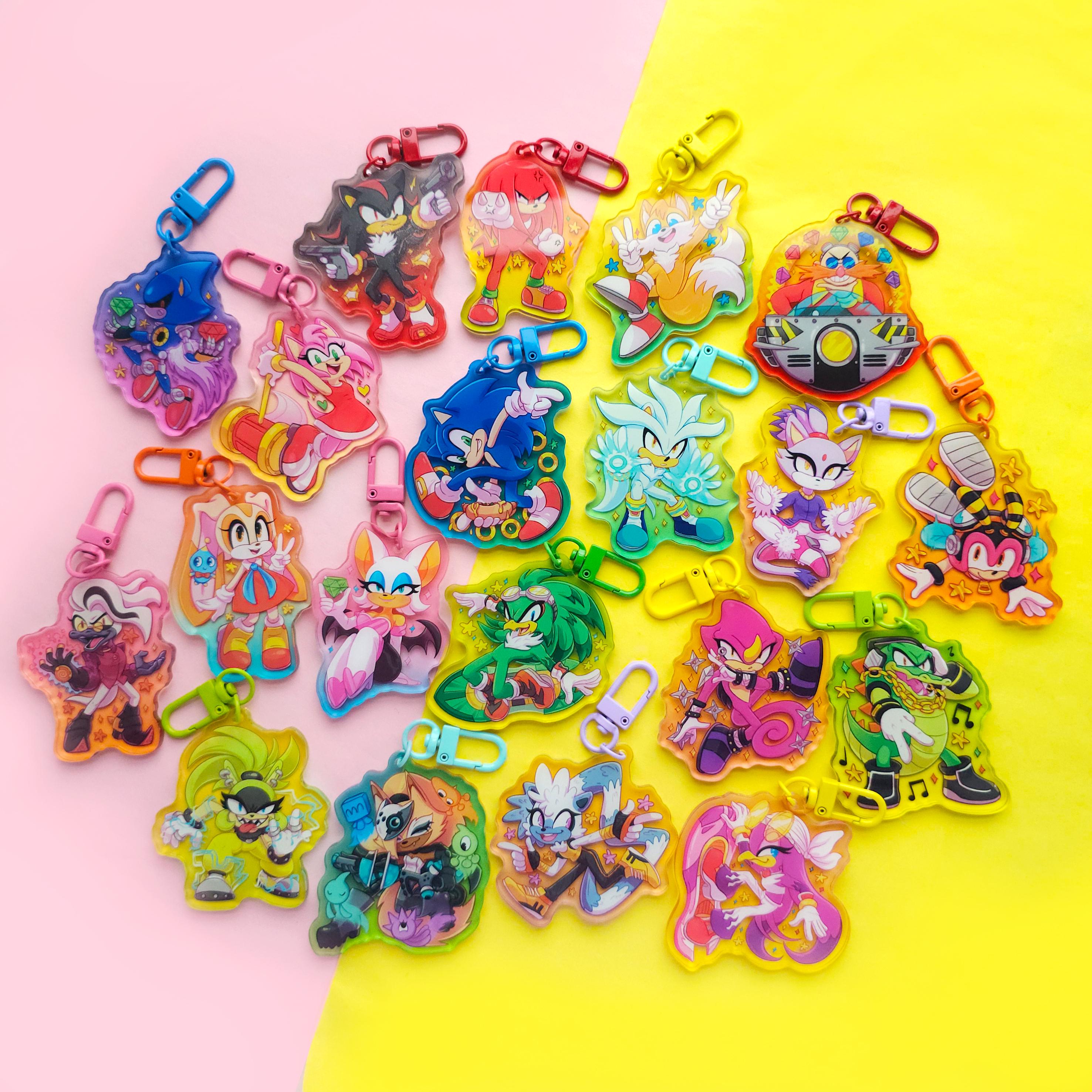 Silver the Hedgehog Colourful Gradient Acrylic Keychain Charm - Etsy