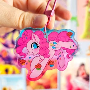 Pinkie Pie My Little Pony Friendship is Magic Gen 4 Colourful Gradient Acrylic Keychain Charm