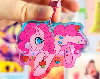 Llavero acrílico con degradado colorido de Pinkie Pie MLP La Amistad es Mágica Gen 4