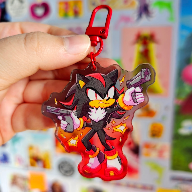 Shadow With Guns Inspired Colourful Gradient Acrylic Keychain Charm - Etsy